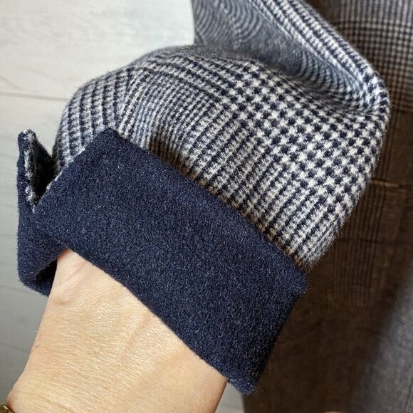 Schneiders of Salzburg Women's Reversible Alima Wool Coat Glen Plaid Navy Wht 8 - Picture 6 of 14